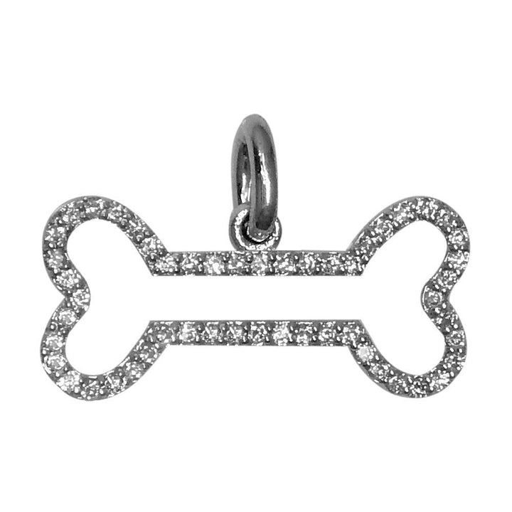 Small Diamond Dog Bone Charm, 0.52CT in 14K White Gold