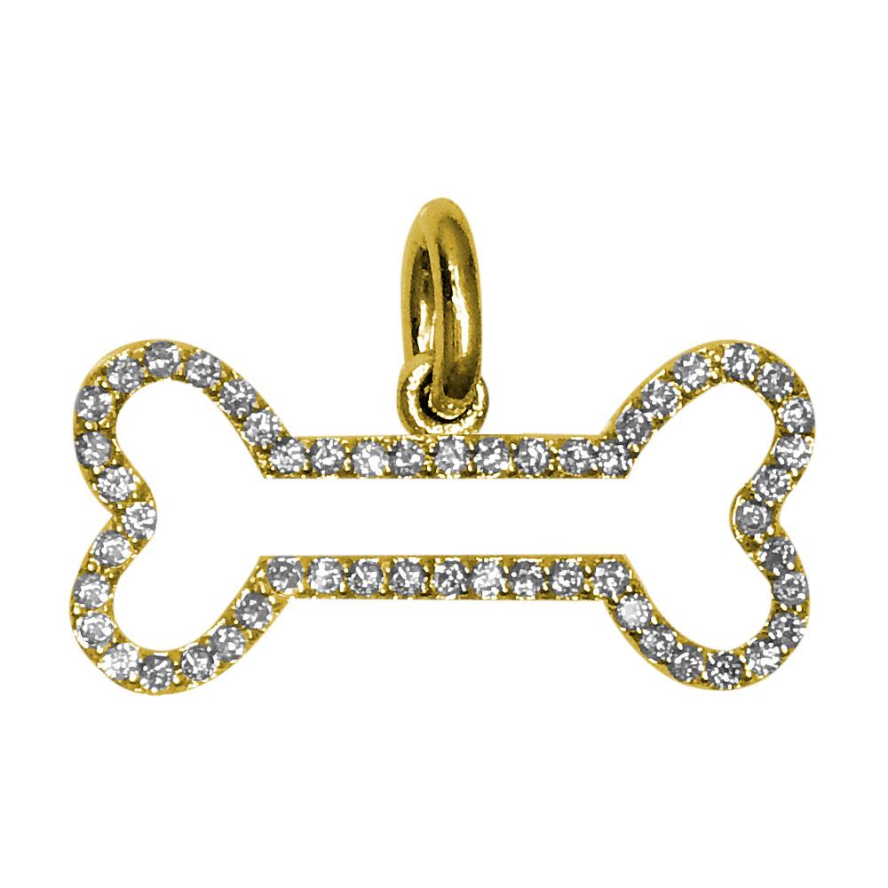Small Diamond Dog Bone Charm, 0.52CT in 14K Yellow Gold