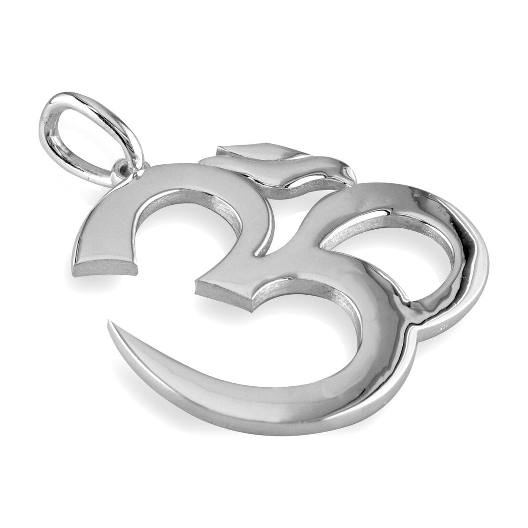 Super Jumbo Classic Yoga Ohm, Om, Aum Charm in Sterling Silver