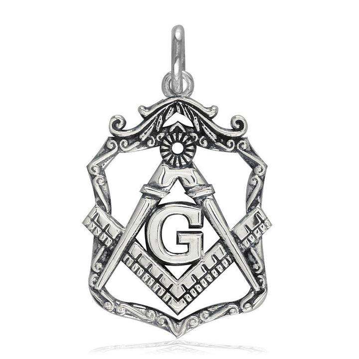 Small Open Masonic Initial G Charm in 14k White Gold
