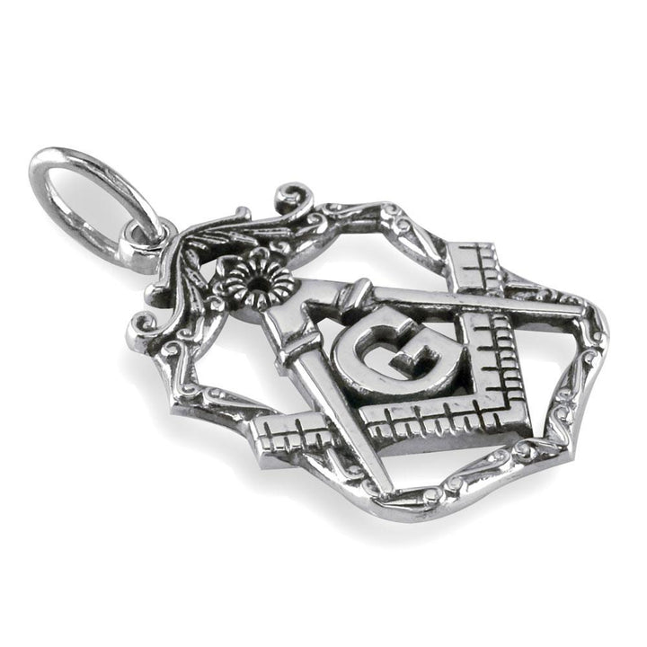 Small Open Masonic Initial G Charm in 14k White Gold