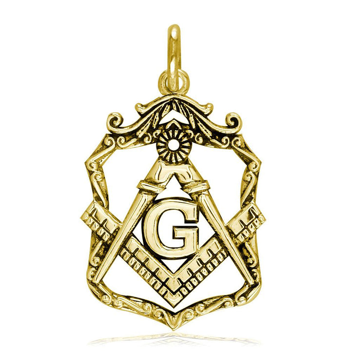 Small Open Masonic Initial G Charm in 14k Yellow Gold