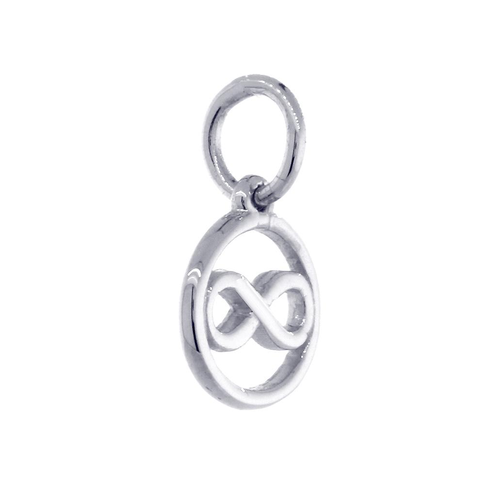 Mini Infinity and Circle Charm in 14K White Gold