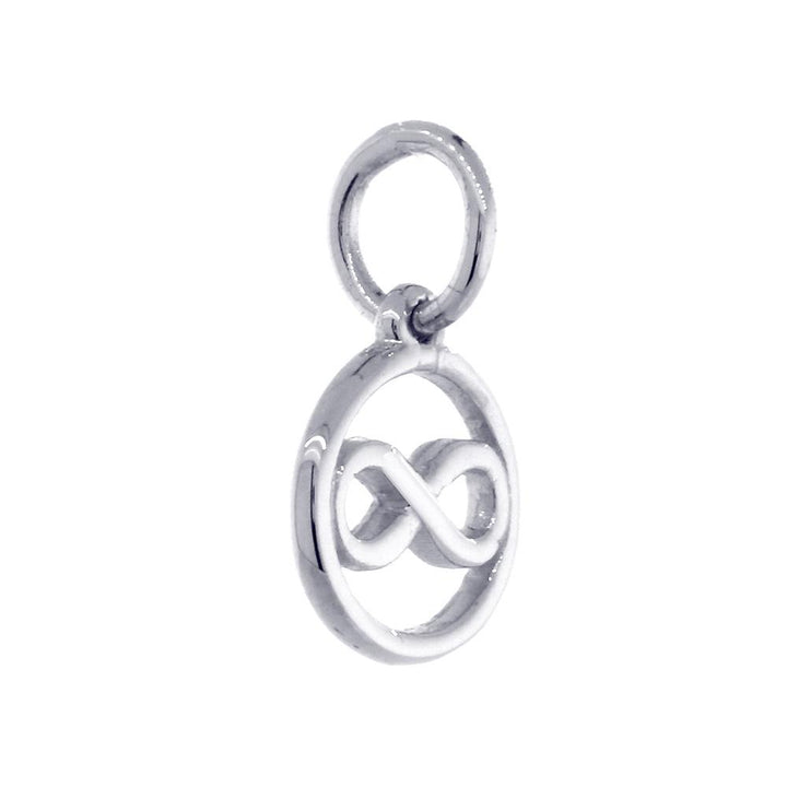 Mini Infinity and Circle Charm in 14K White Gold