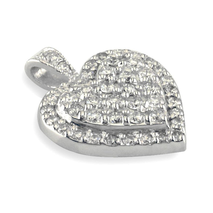Diamond Cluster Heart Pendant, 1.25CT in 14K White Gold