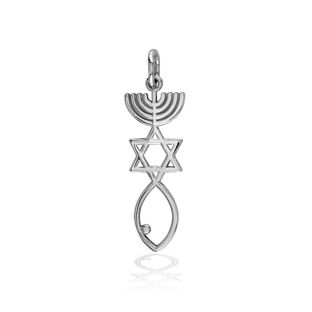 Small Messianic Seal Jewelry Charm in 14K White Gold