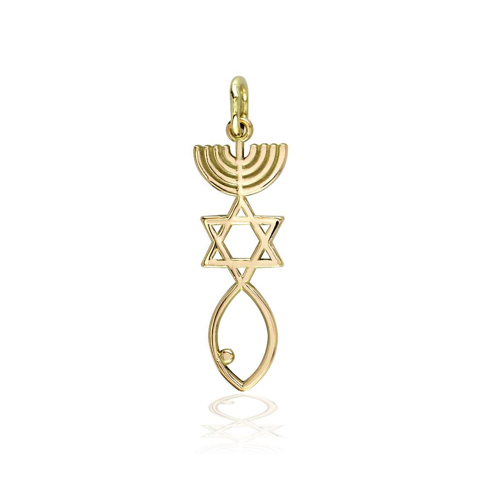 Small Messianic Seal Jewelry Charm in 14K Yellow Gold