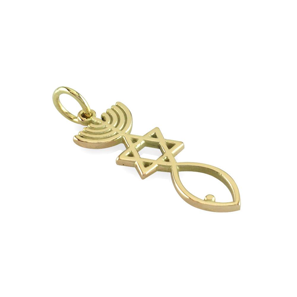 Small Messianic Seal Jewelry Charm in 14K Yellow Gold