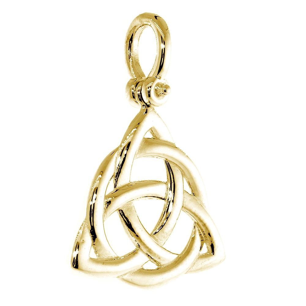 Large Triquetra Irish Infinity Knot Symbol Charm in 14K Yellow Gold