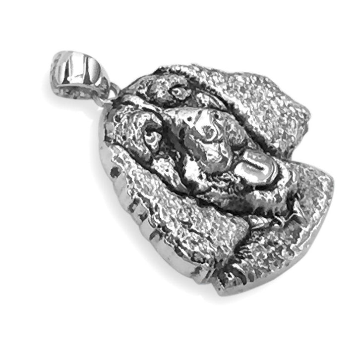 Doggy Portrait Charm with Black in 14k White Gold