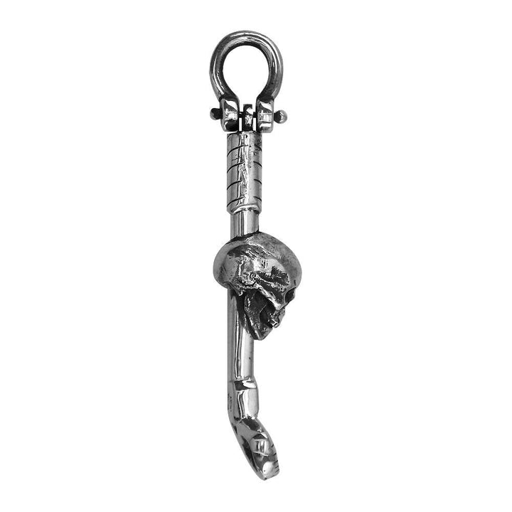 Extra Large Golf Club and Skull Charm in 14K White Gold