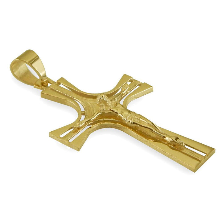 Extra Large Crucifix Cross Pendant, 49mm in 14K Yellow Gold