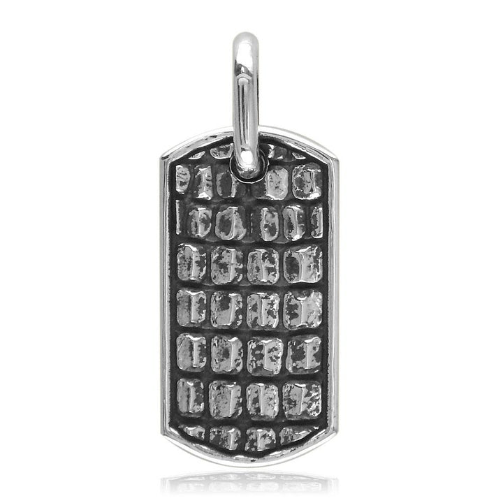 Alligator Skin Dog Tag Pendant in 14K White Gold