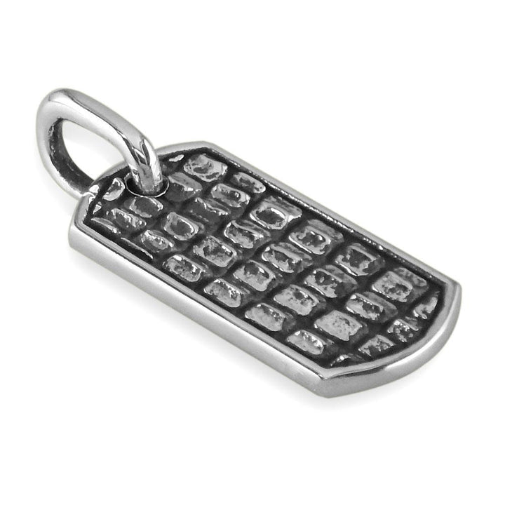 Alligator Skin Dog Tag Pendant in 14K White Gold