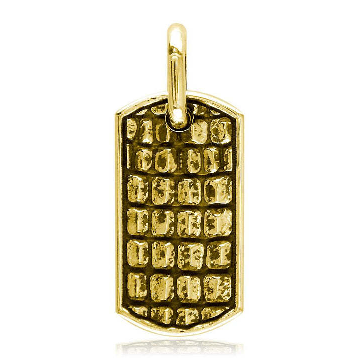 Alligator Skin Dog Tag Pendant in 14K Yellow Gold
