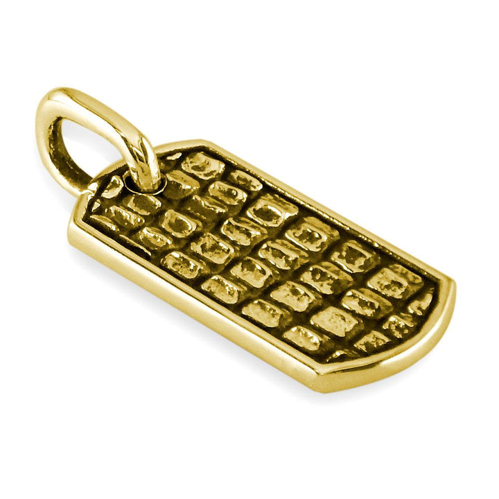 Alligator Skin Dog Tag Pendant in 14K Yellow Gold