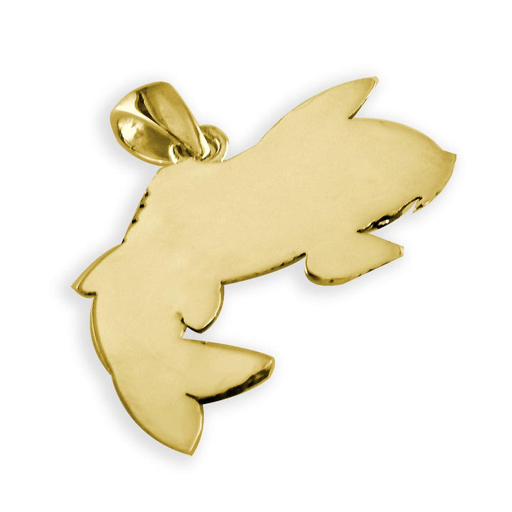Solid Koi Fish Charm with Black in 14K Yellow Gold
