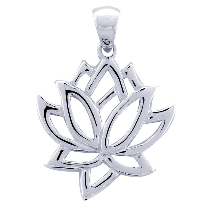 Large Lotus Flower Charm in 14k White Gold