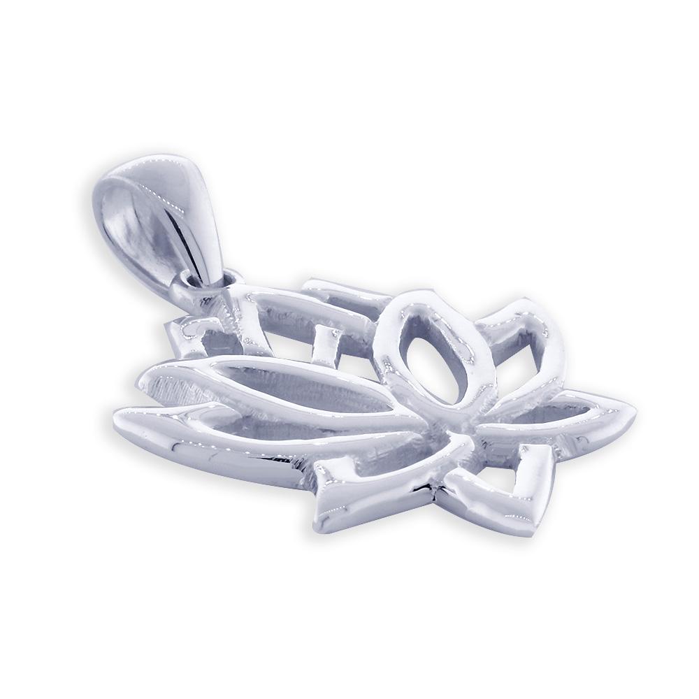 Large Lotus Flower Charm in 14k White Gold