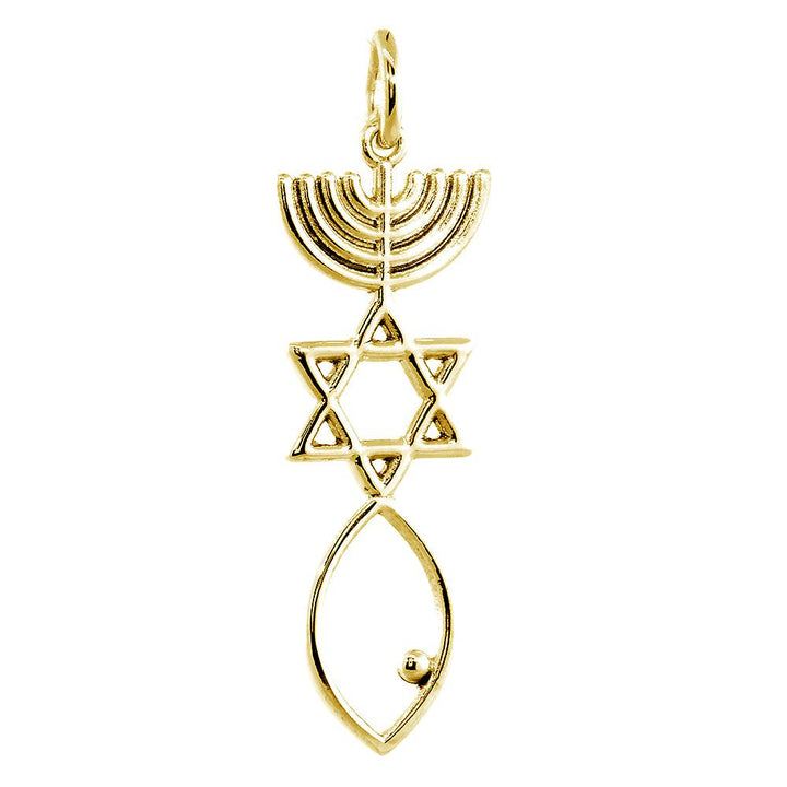 Large Messianic Seal Jewelry Charm in 14K Yellow Gold