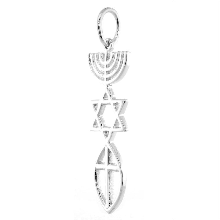 Large Messianic Seal Jewelry Charm with Large Cross in Sterling Silver