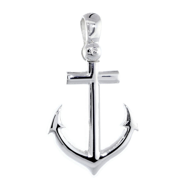 24mm Anchor Charm with Wave Pattern in Sterling Silver