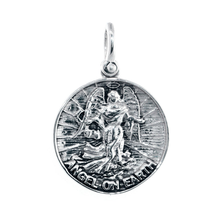 Angel on Earth Coin Charm, 22mm in Sterling Silver