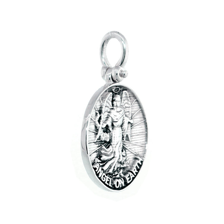 Angel on Earth Coin Charm, 22mm in Sterling Silver