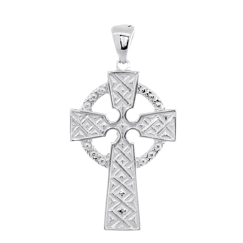 Large Celtic Cross Charm in 14k White Gold