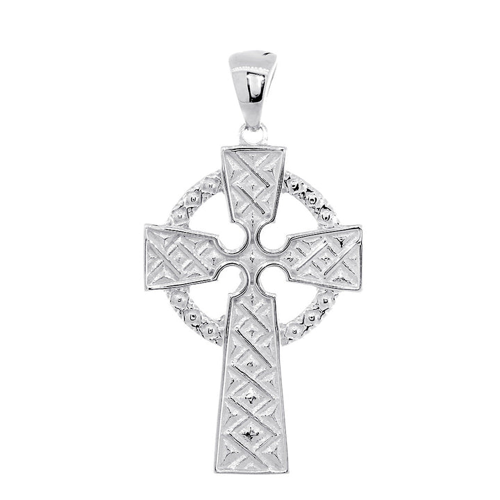 Large Celtic Cross Charm in 14k White Gold