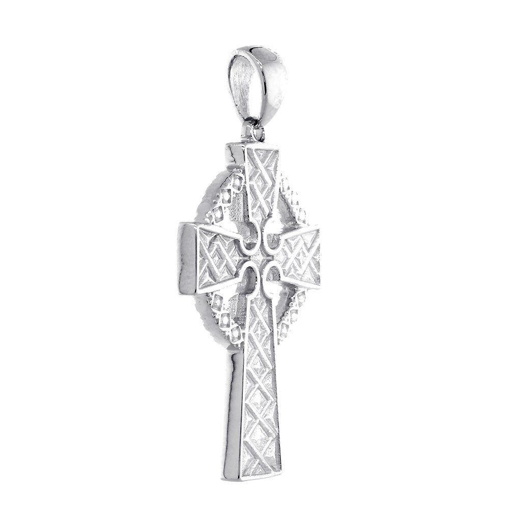 Large Celtic Cross Charm in 14k White Gold
