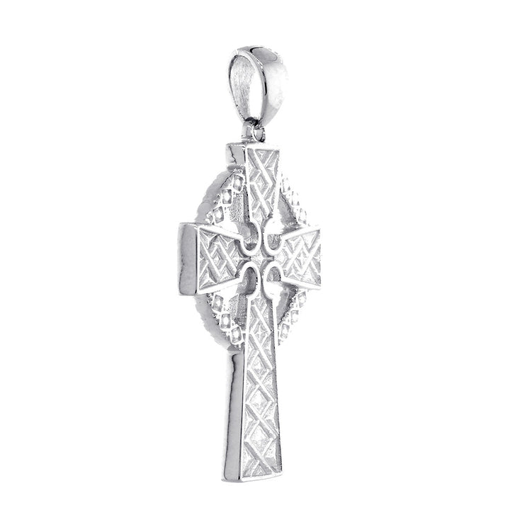 Large Celtic Cross Charm in 14k White Gold