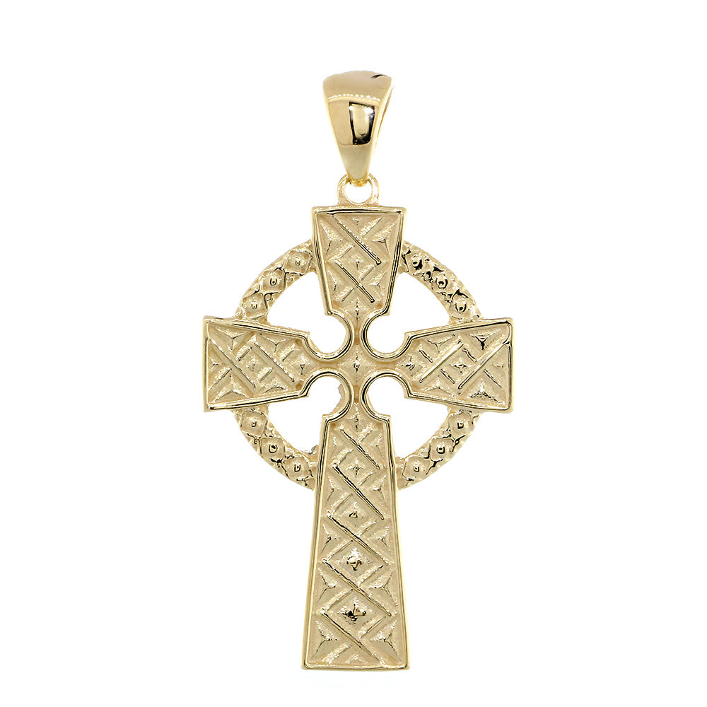 Large Celtic Cross Charm in 14k Yellow Gold