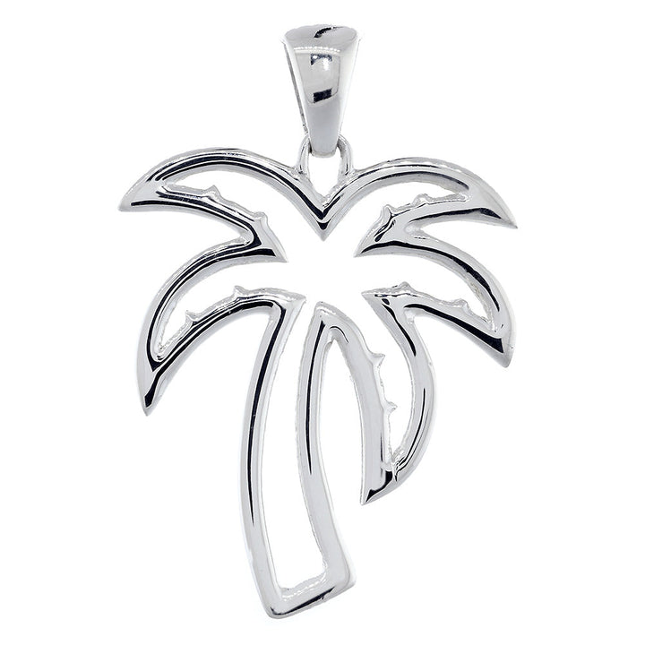 Large Open Contemporary Palm Tree Charm in Sterling Silver