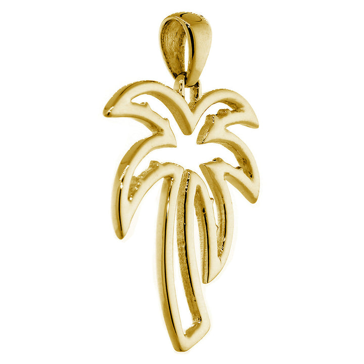 Large Open Contemporary Palm Tree Charm in 14k Yellow Gold