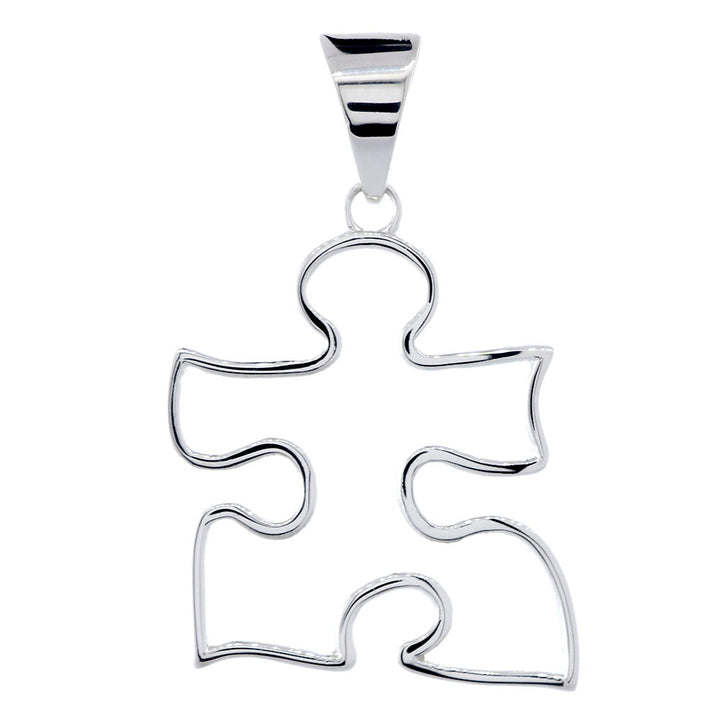 Extra Large Open Autism Awareness Charm, 28mm in Sterling Silver