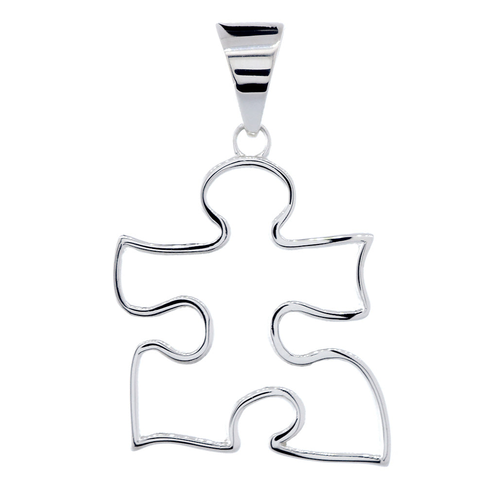 Extra Large Open Autism Awareness Charm, 28mm in 14k White Gold