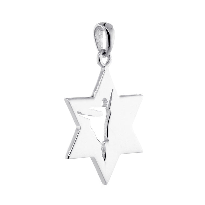 Hammered Back Texture Jewish Star of David Dancer Charm in 14k White Gold