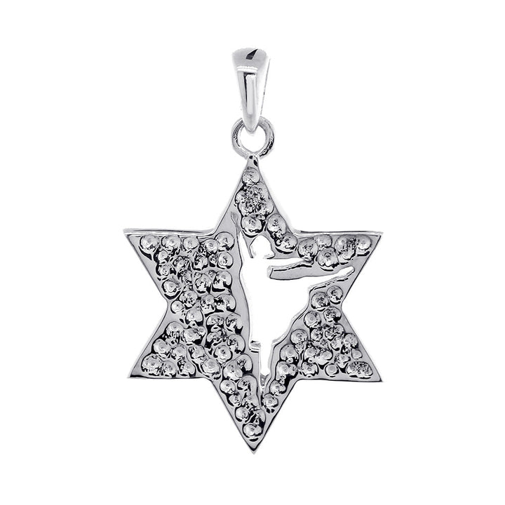 Hammered Back Texture Jewish Star of David Dancer Charm in 14k White Gold