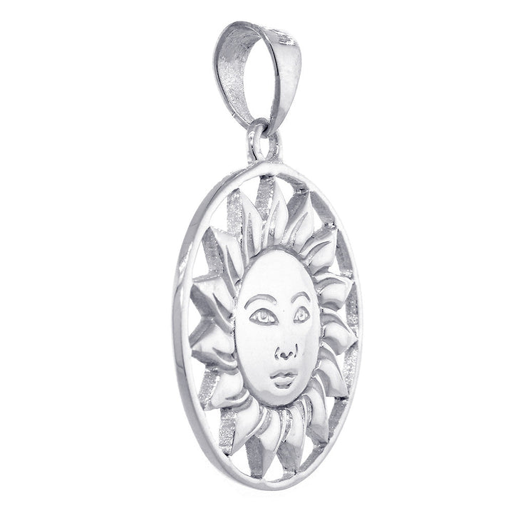 30mm Sun in His Splendor, In His Glory, Face on Sun Charm in 14k White Gold