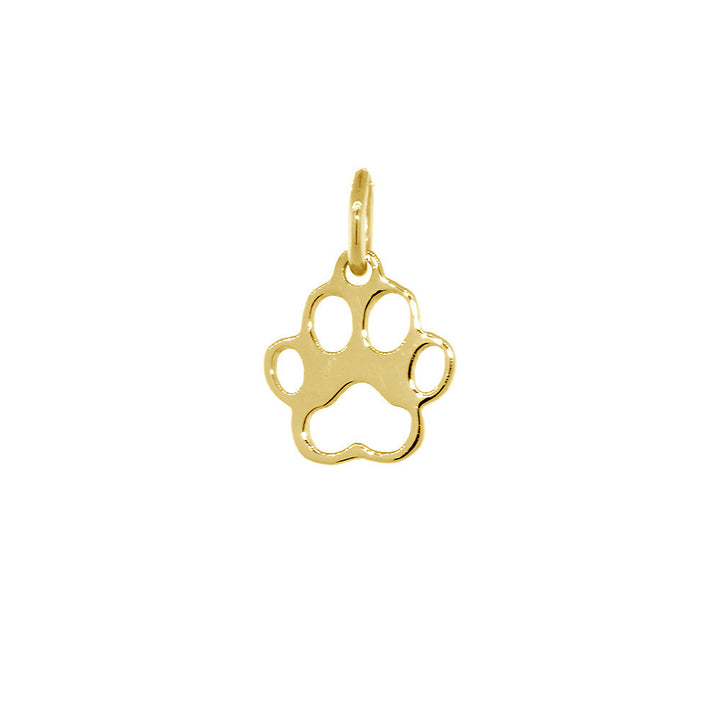 8mm Open Dog Paw Charm in 14k Yellow Gold