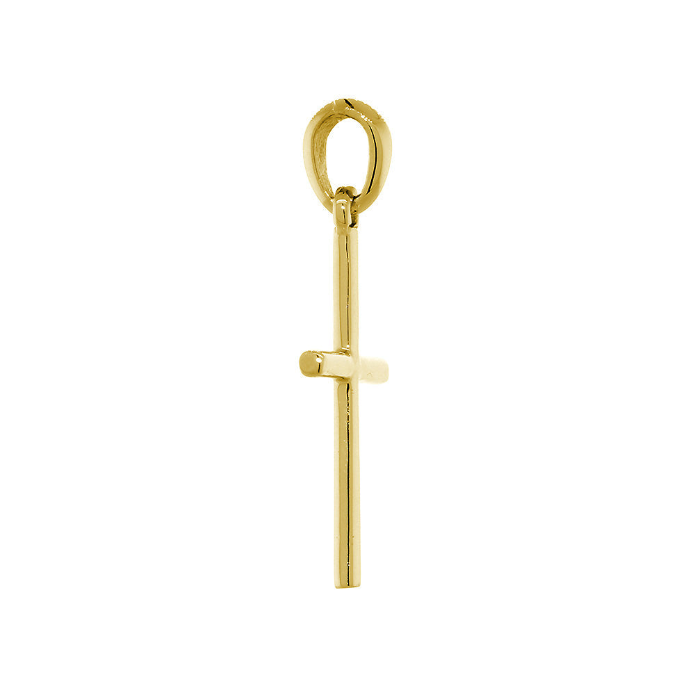 18mm Thin Cross Charm in 14k Yellow Gold
