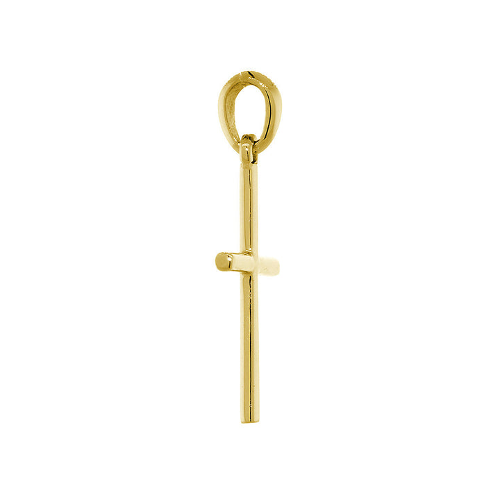 18mm Thin Cross Charm in 14k Yellow Gold