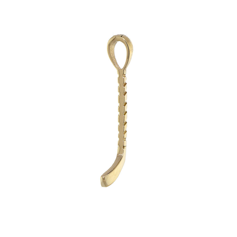 17mm Left Handed Ice Hockey Stick Charm in 14k Yellow Gold