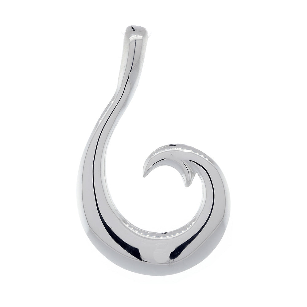 Mens or Ladies 35mm Smooth Fish Hook Charm in 14k White Gold