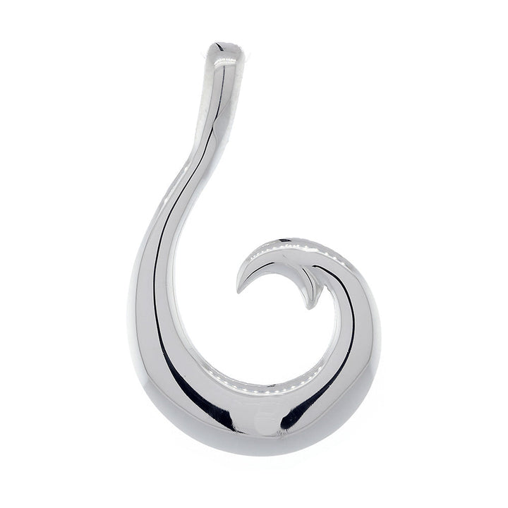 Mens or Ladies 35mm Smooth Fish Hook Charm in 14k White Gold