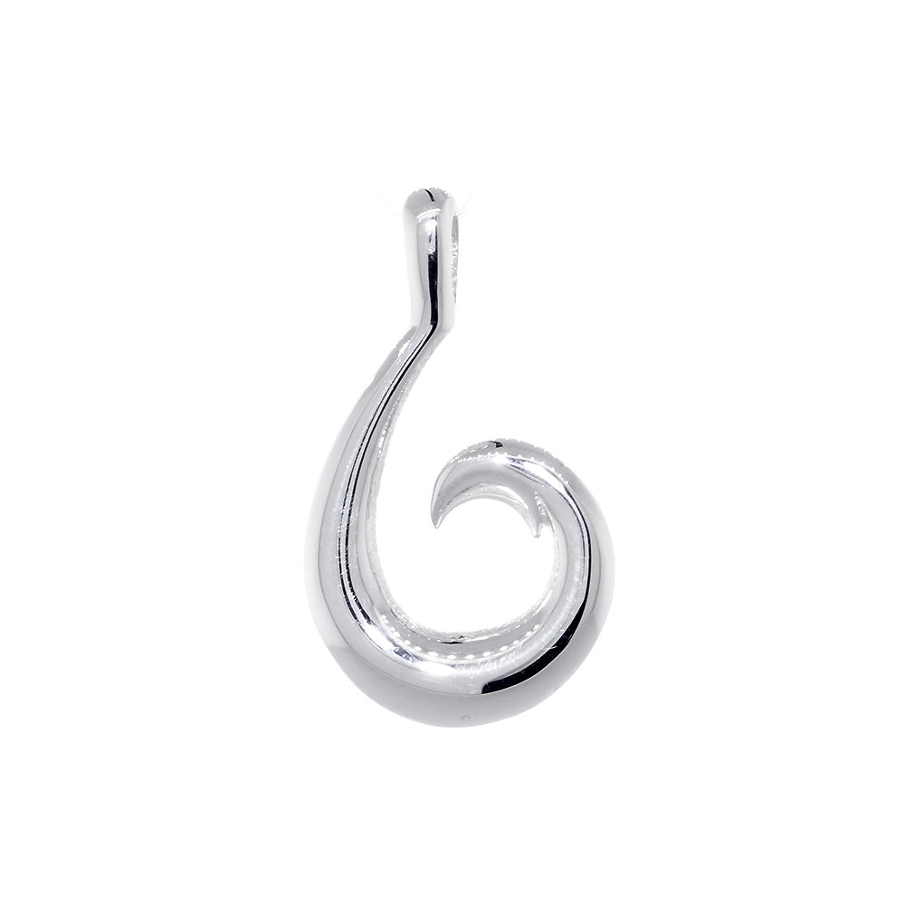 20mm Smooth Fish Hook Charm in 14k White Gold
