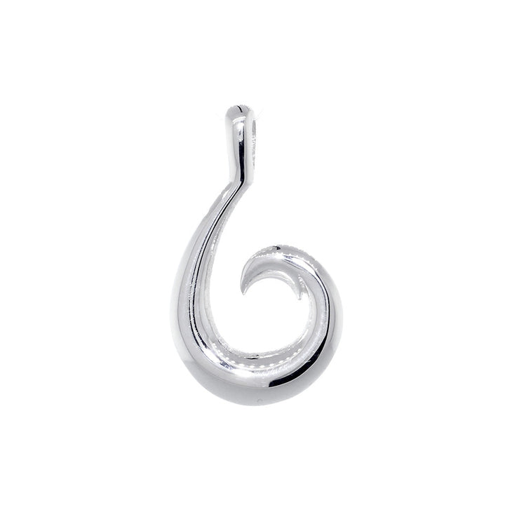 20mm Smooth Fish Hook Charm in 14k White Gold