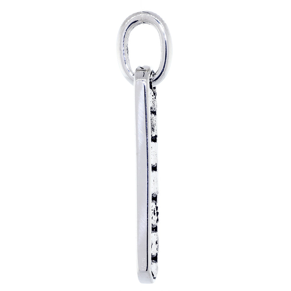 34mm Slim Tag Charm with Alligator Texture on Both Sides in Sterling Silver