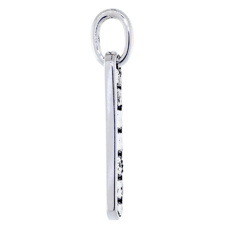 34mm Slim Tag Charm with Alligator Texture on Both Sides in Sterling Silver